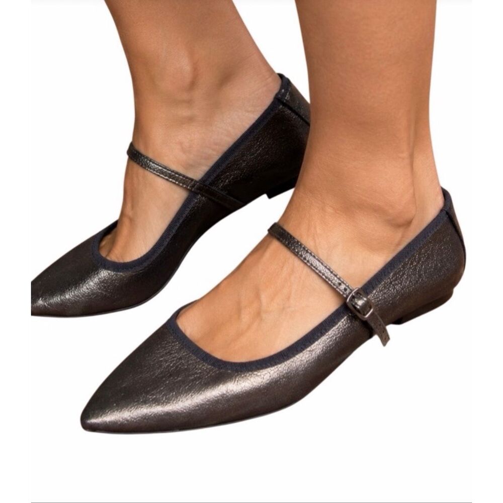 Anthropologie Maypol $225 pointed Rota Percival Mary Jane Flats Bronze SZ 8 NEW